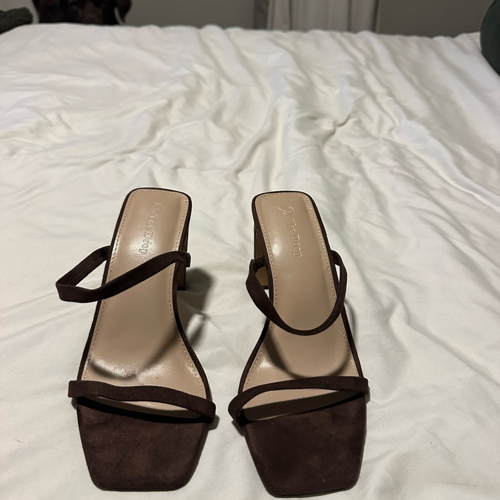 The Drop Brown Strappy Heels